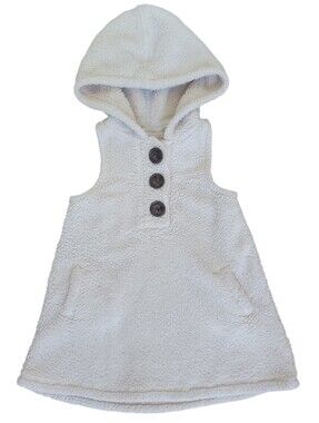 Baby GAP Girls Hooded Sherpa Sleeveless Tunic Vest White Cream 2T Cozy Jacket